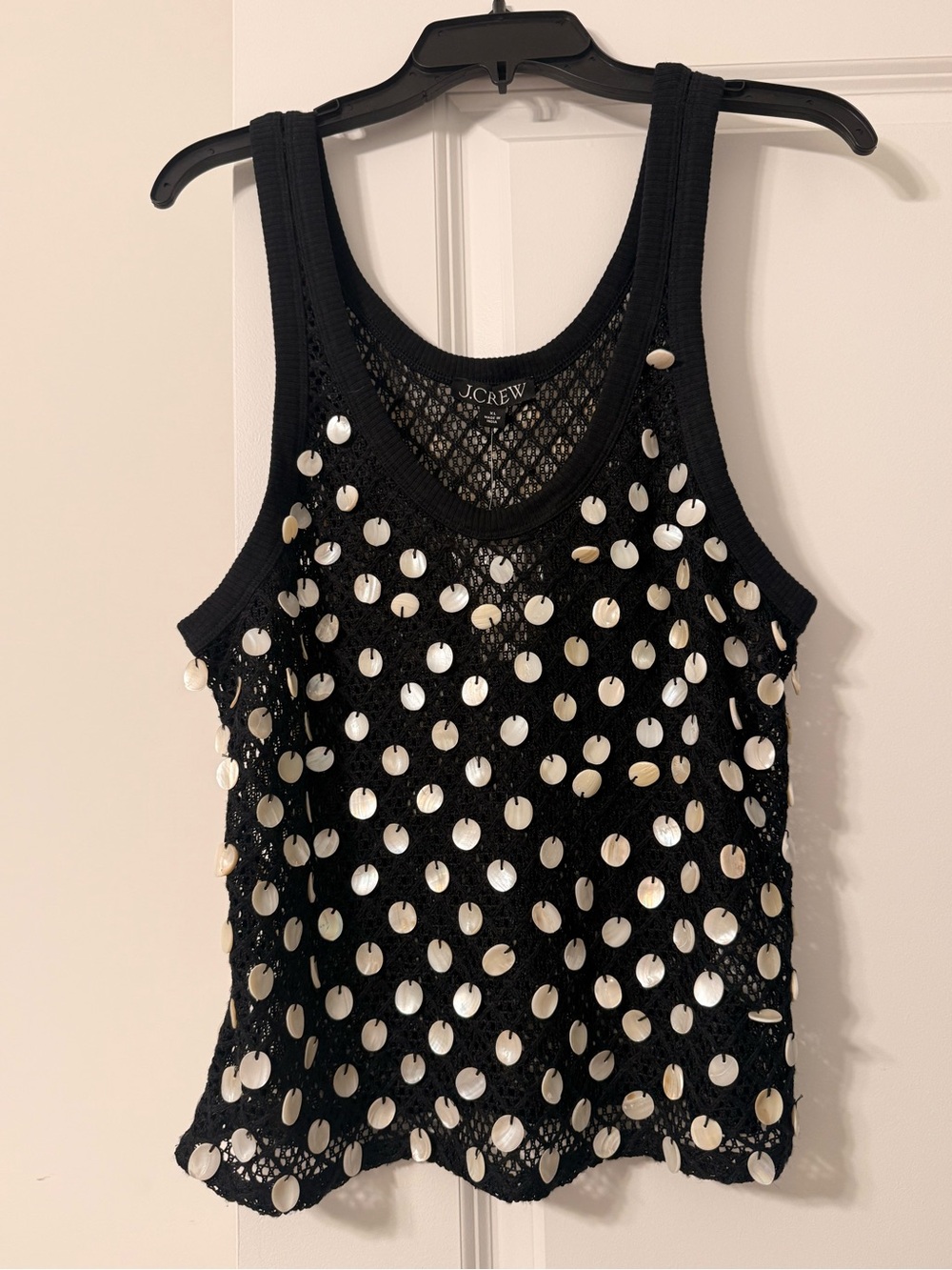 J. Crew Black Sequin Crochet Tank Top